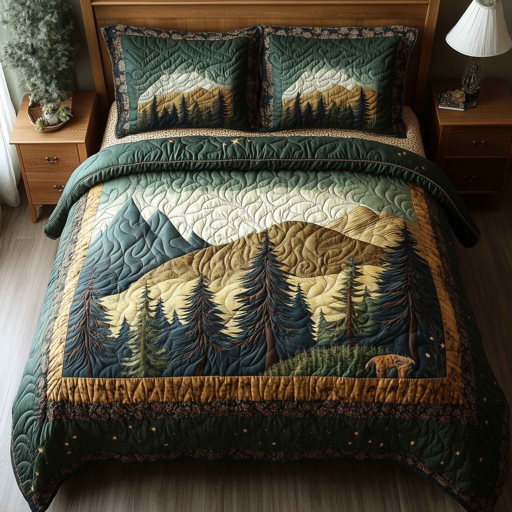 Vintage Woodland Quilted Bedding Set Duvet Cover Bed Sheet Secret Santa Online