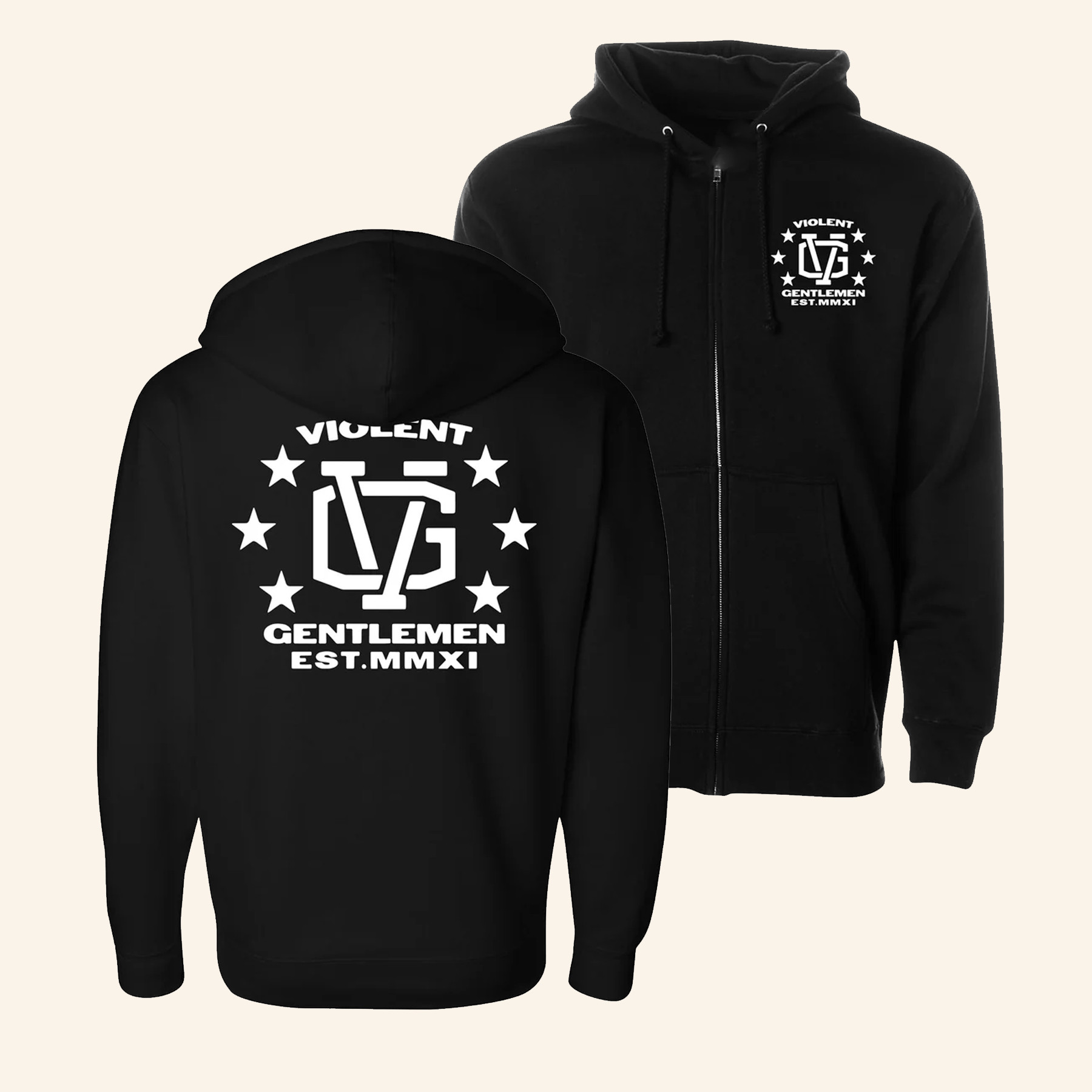 Violent Gentlemen Merch Workshop Black Zip Hoodie Birthday Gift Ideas For Son