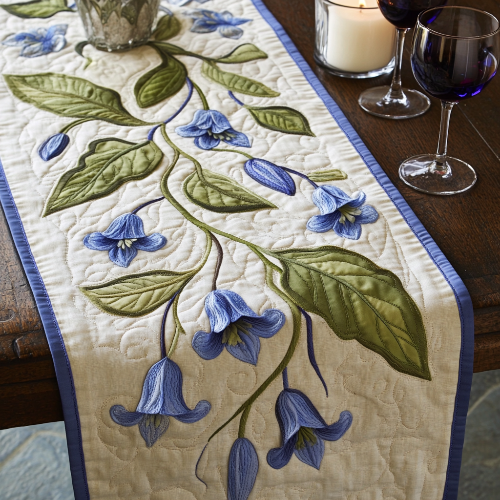 Violet Breeze Quilted Table Runner Festive Table Runners Presents For Flower Lovers
