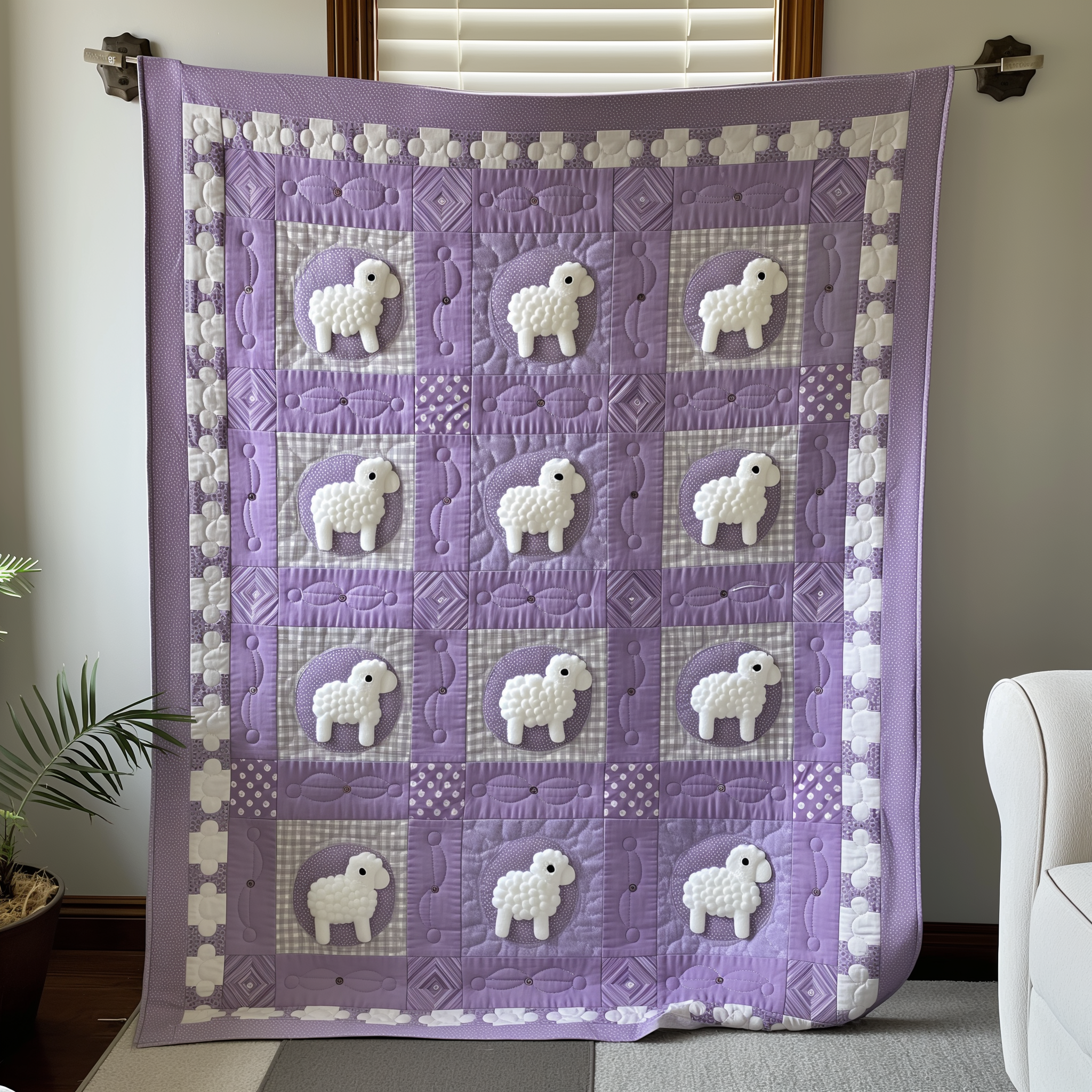 Violet Dream Sheep Quilted Blanket Presents For Sheep Lovers