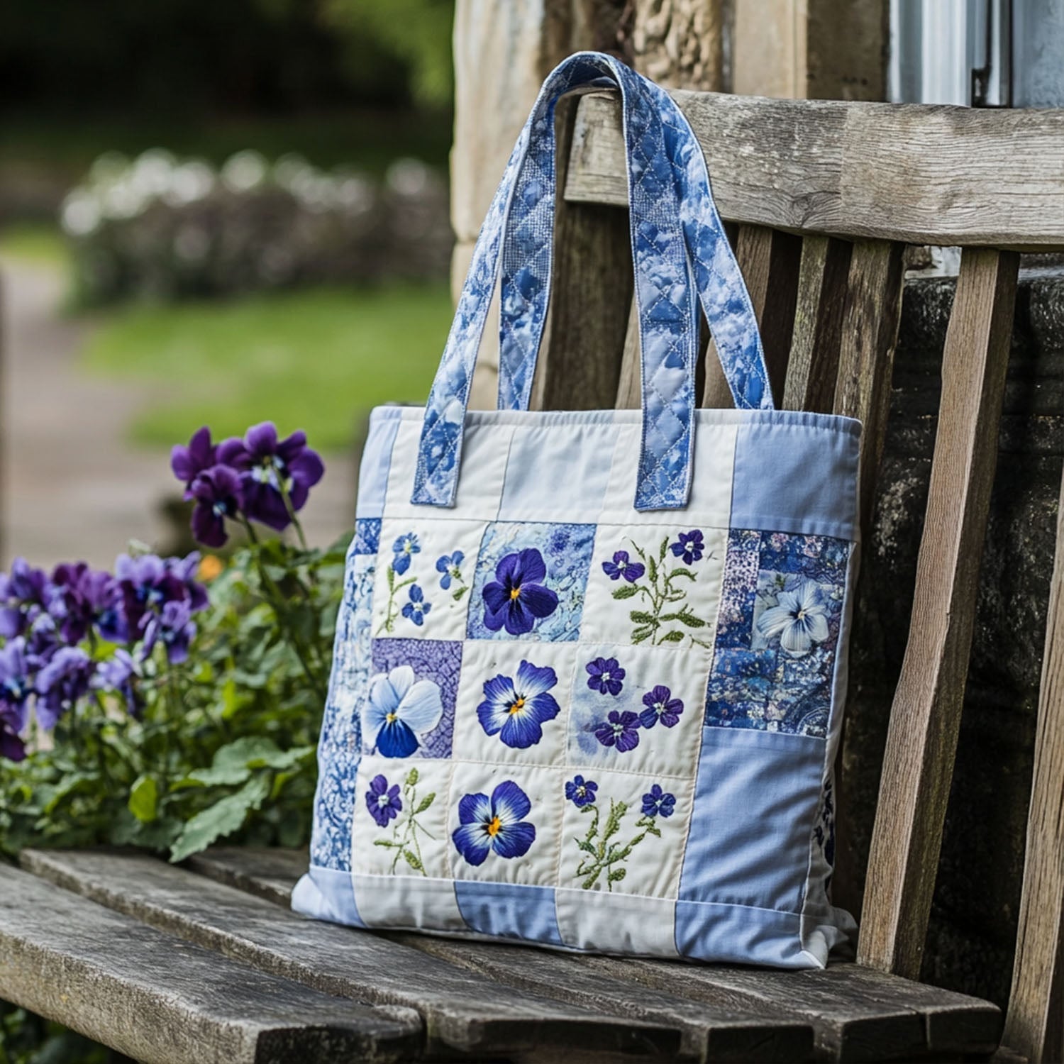 Violet Hues Quilted Tote Bag Sunflower Throws