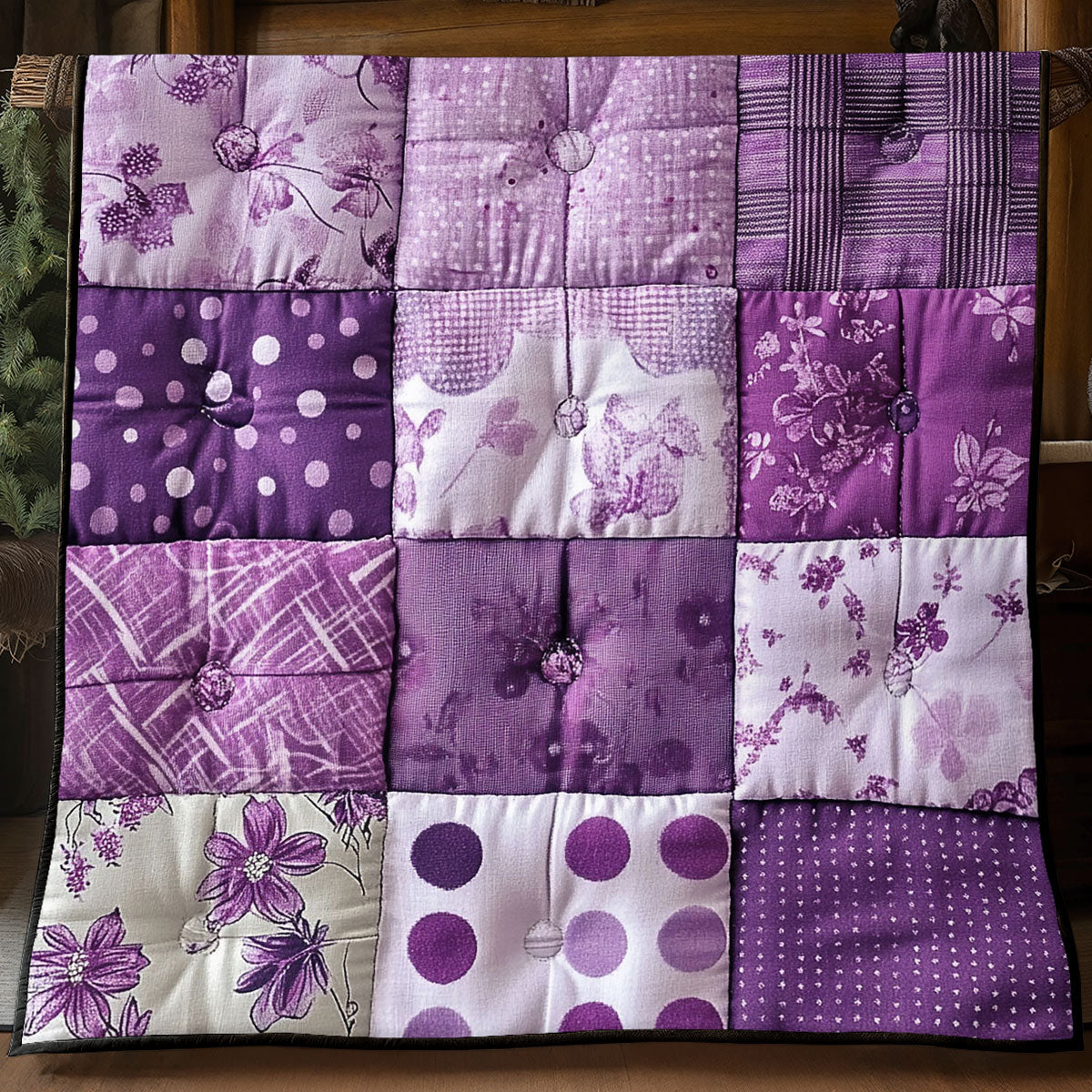 Violet Pattern Quilt Classic Quilt Blanket for Cozy and Warm Nights