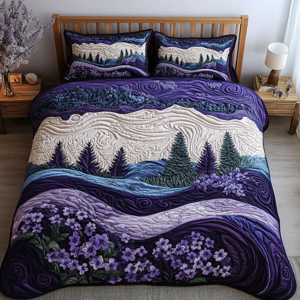 Violet Reflections Quilted Bedding Set Bedroom Purple Decor Christmas Presents For Wife