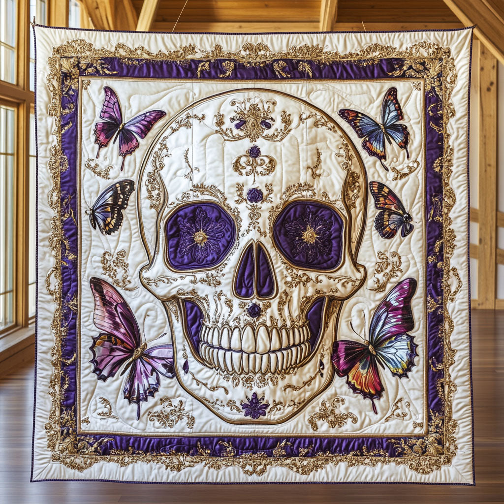 Violet Skull Quilt Beautiful Quilt Blanket Gift for Home Decoration