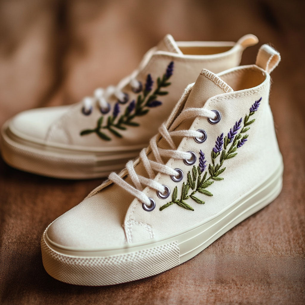 Violet Trace Canvas High Tops Comfort Fit Merch