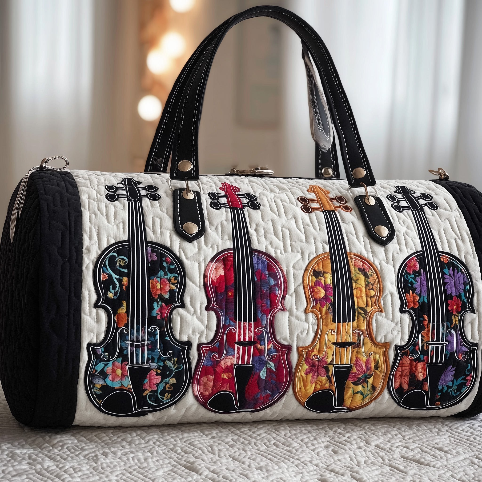 Violin Chord Quilted Duffle Bag Mother's Day Gift Idea