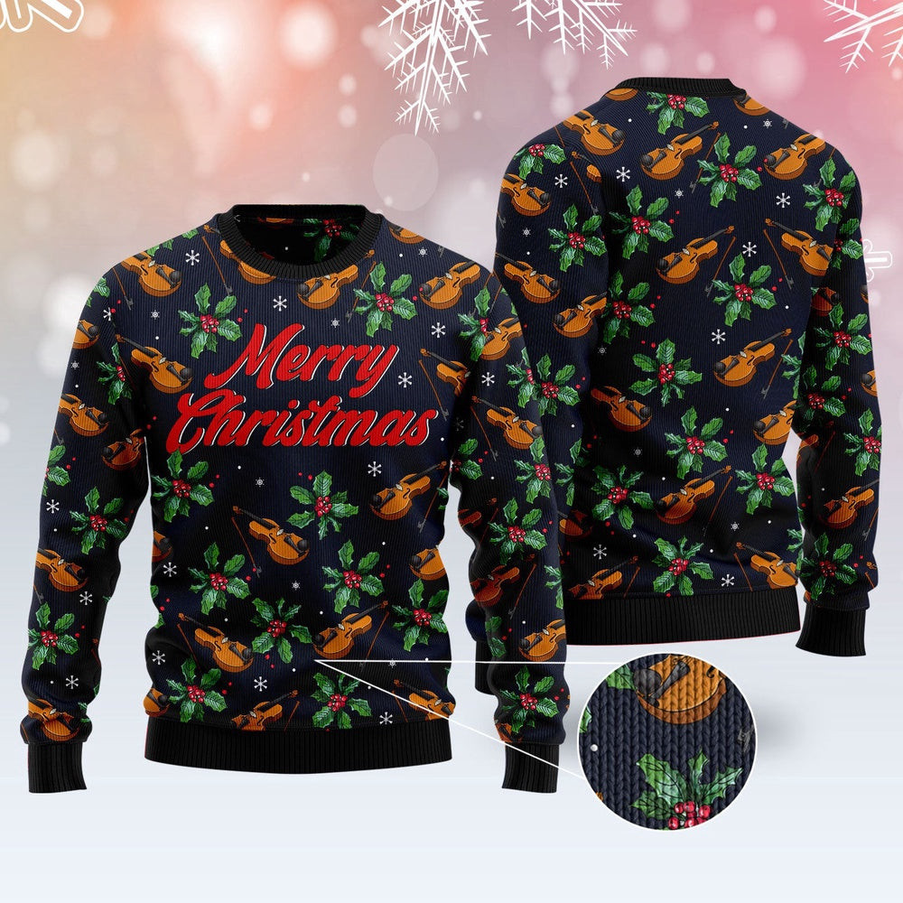 Violin Christmas Ugly Christmas Sweater Funny Ugly Christmas Sweater Holiday Gifts
