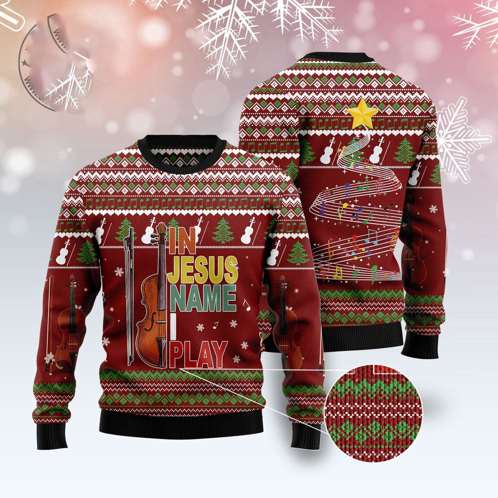 Violin I Play Ugly Christmas Sweater Funny Ugly Christmas Sweater Holiday Gifts