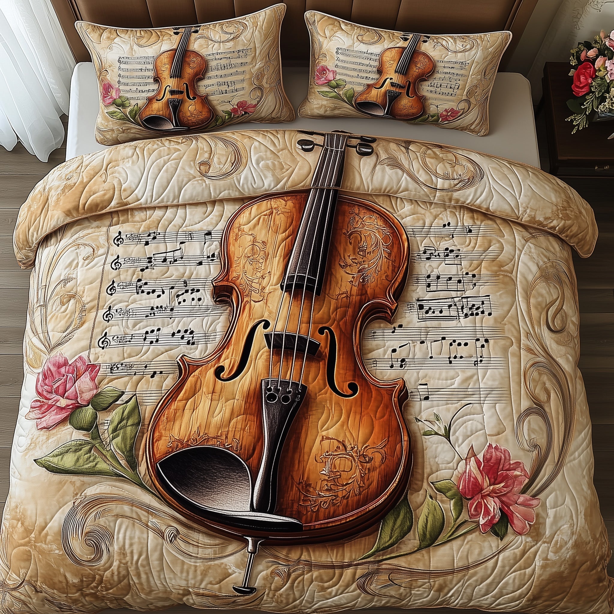 Violin Quilted Bedding Set Duvet Cover Merchandise Send Housewarming Gift