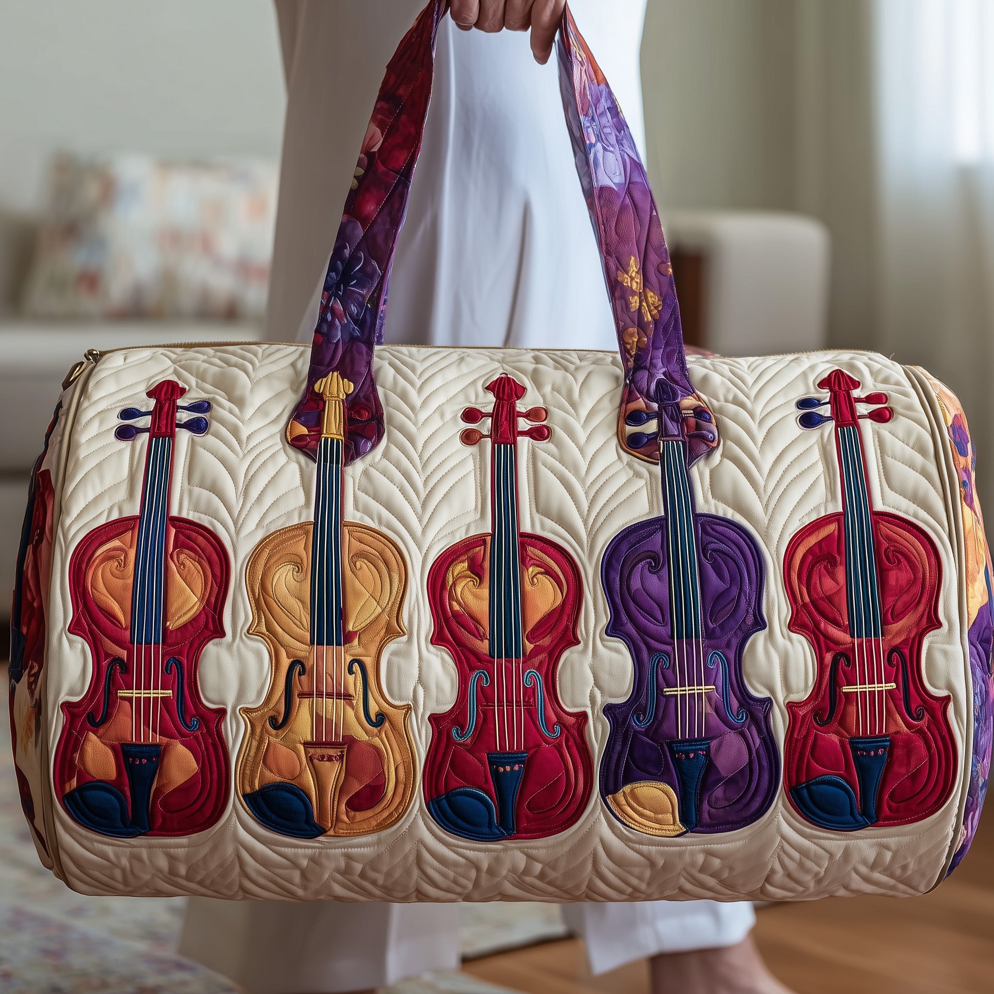 Violin Quilted Duffle Bag Easter Gift Idea