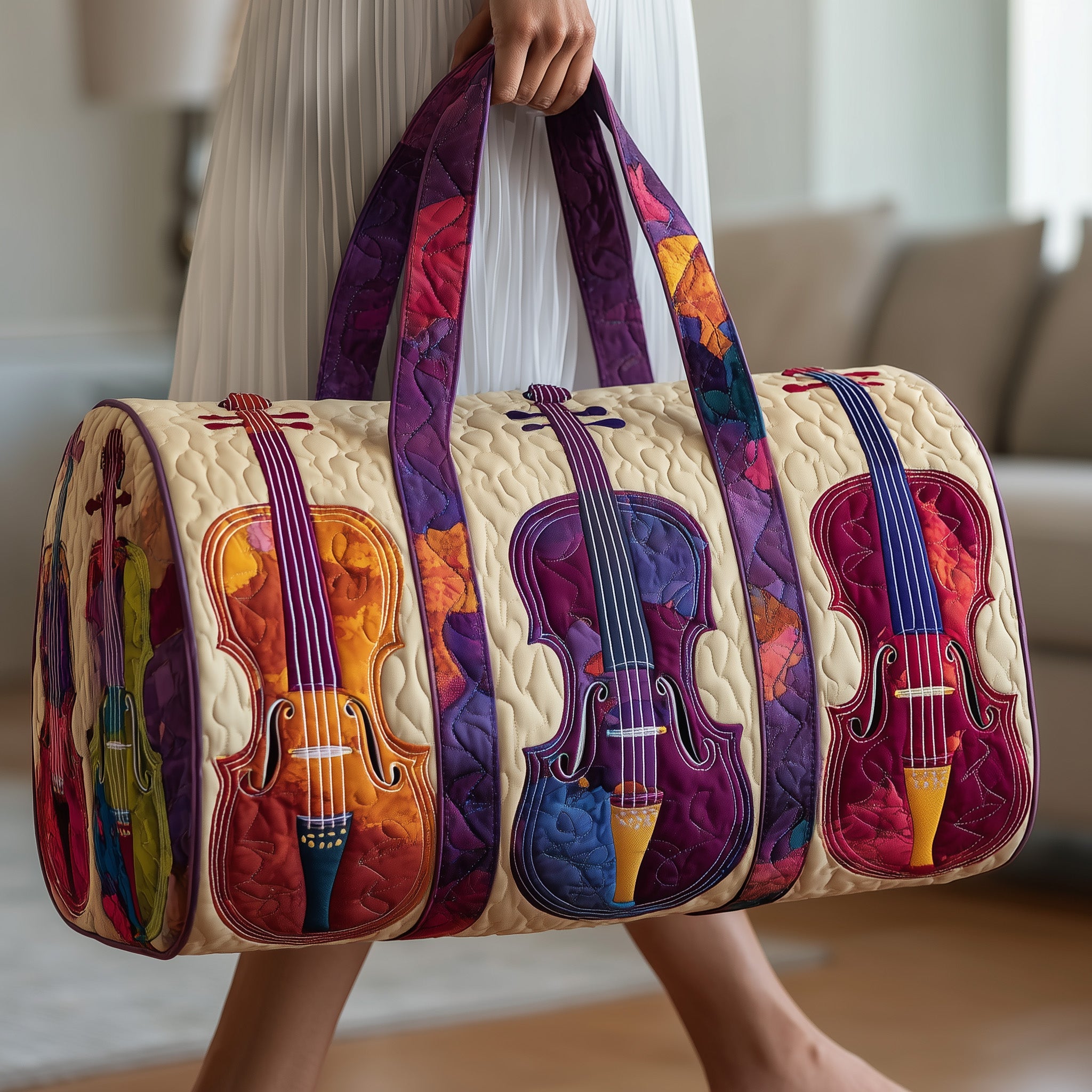 Violin Quilted Duffle Bag Independence Day Gift Idea