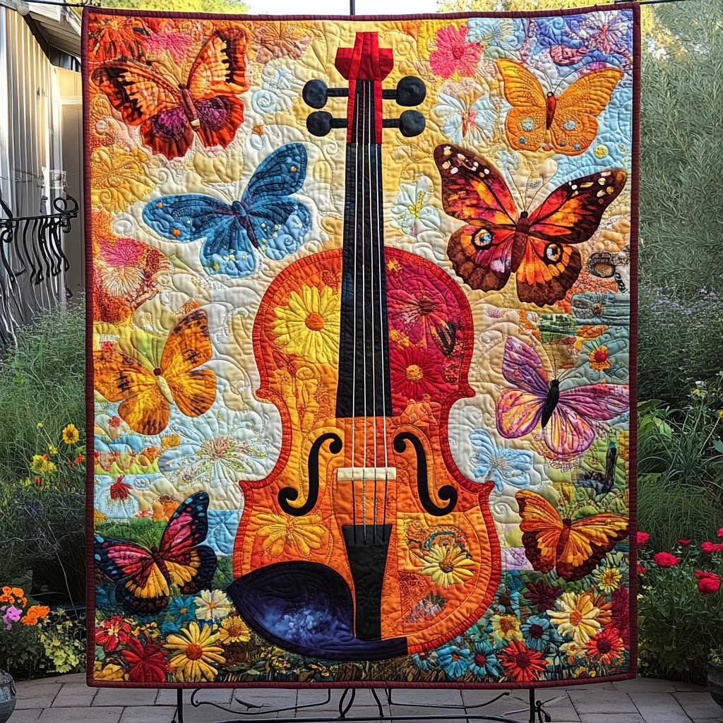 Violin Serenade Quilted Blanket Musical Gifts For Adults