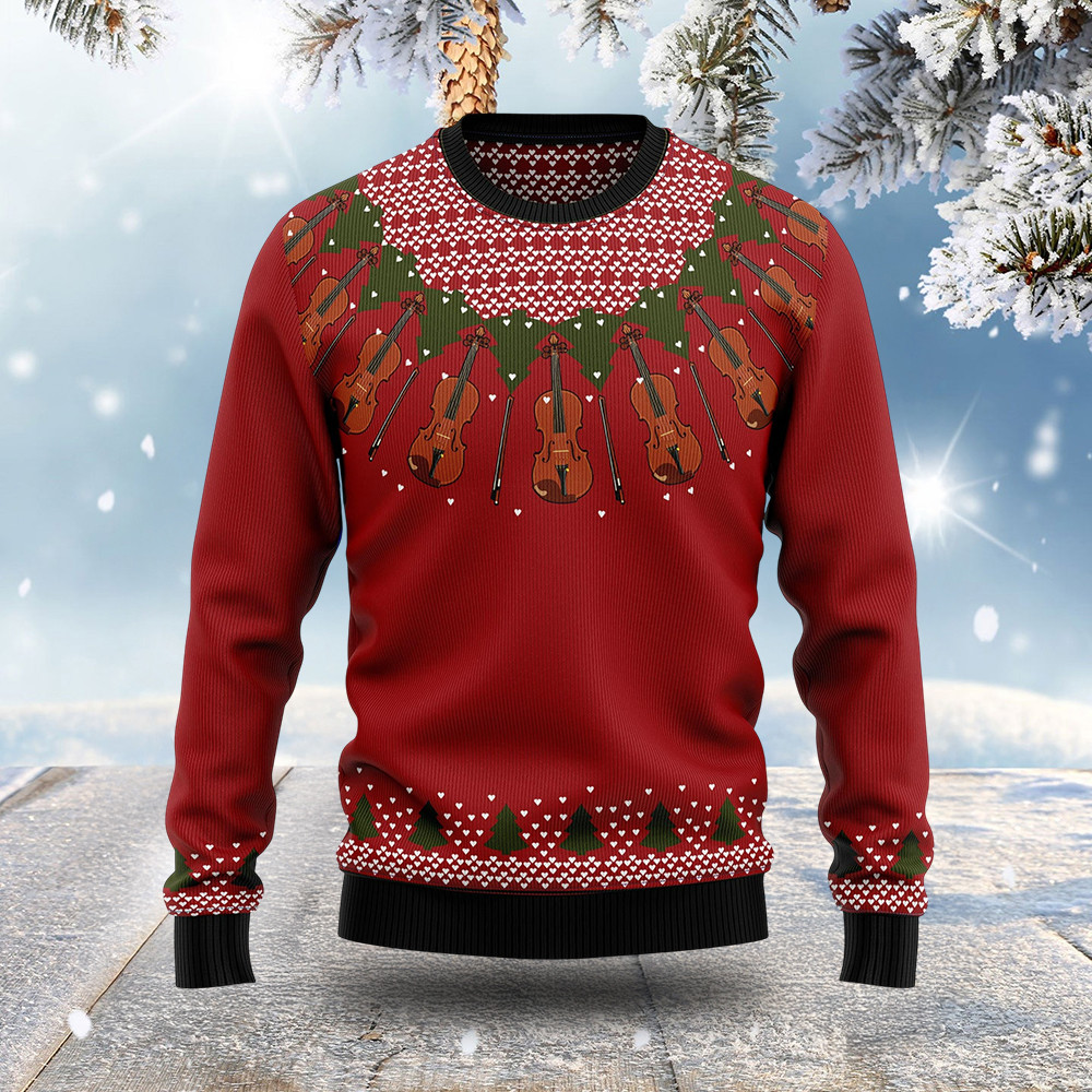 Violin Ugly Christmas Sweater Holiday Apparel Christmas Gifts For Violin Players
