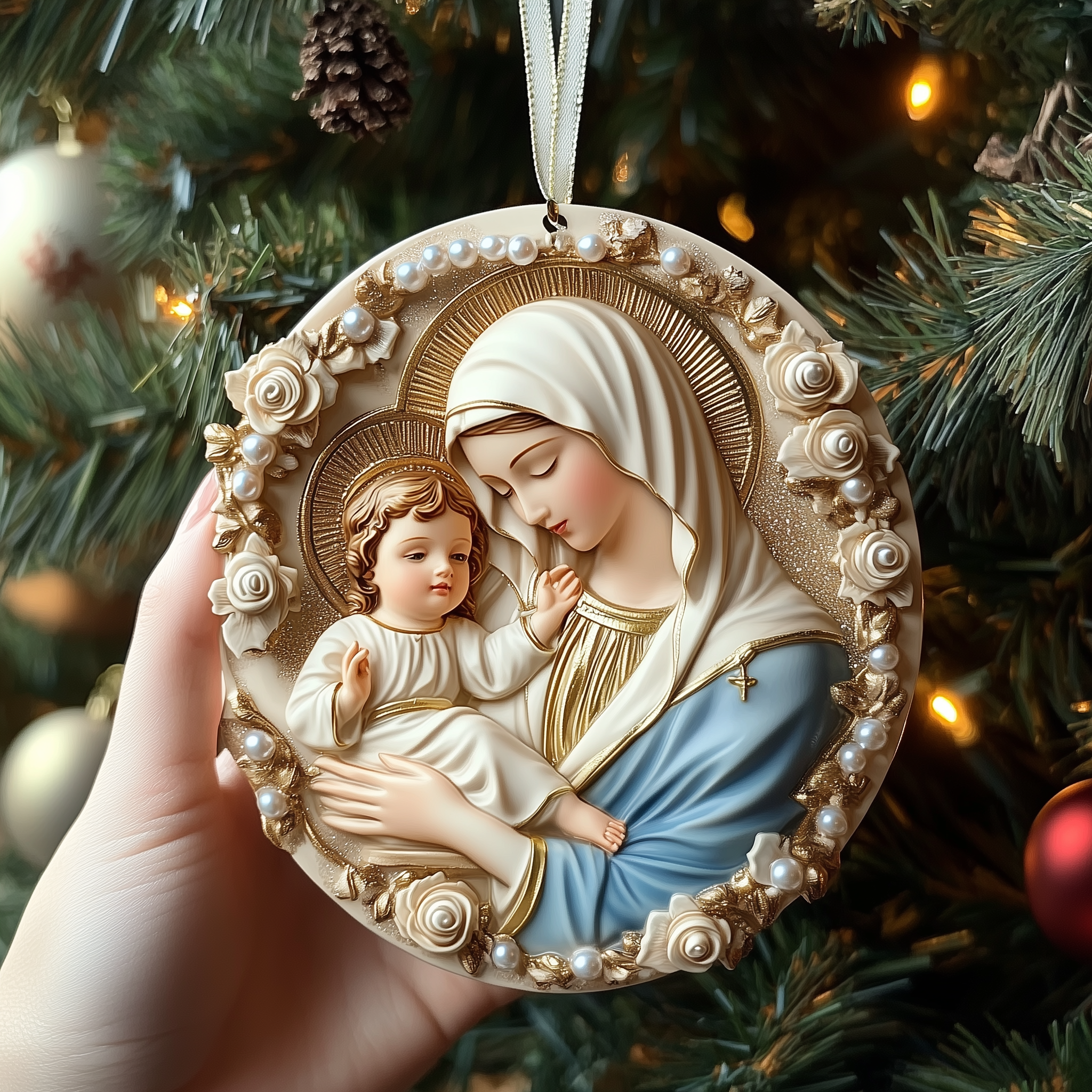 Virgin Mary And Baby Jesus Acrylic Ornament Christmas Ornament for Grandma