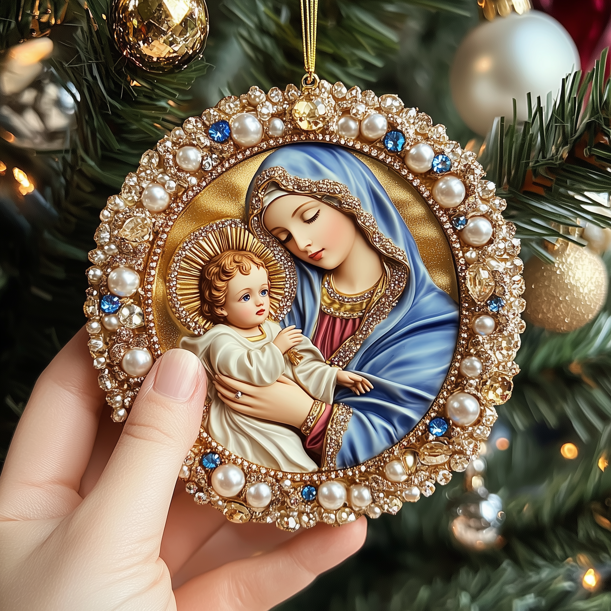 Virgin Mary And Baby Jesus Mica Ornament Celebrate Generations with Keepsake Family Ornaments