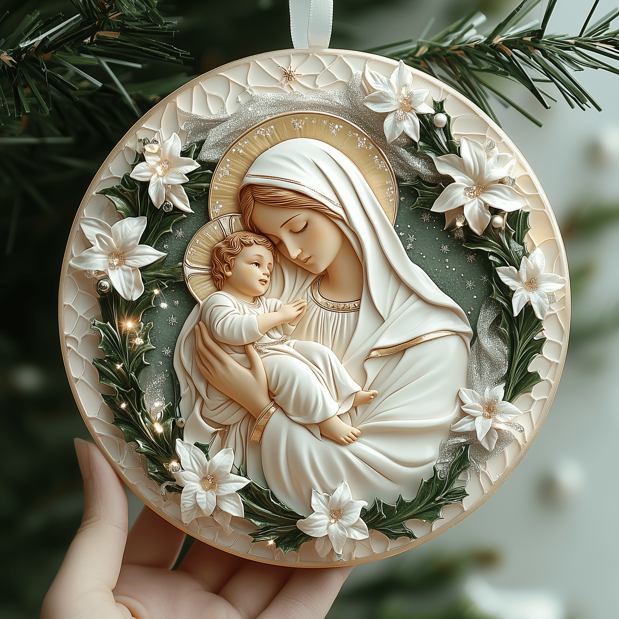 Virgin Mary And Baby Jesus Mica Ornament Create New Traditions with Ornaments for the Whole Family