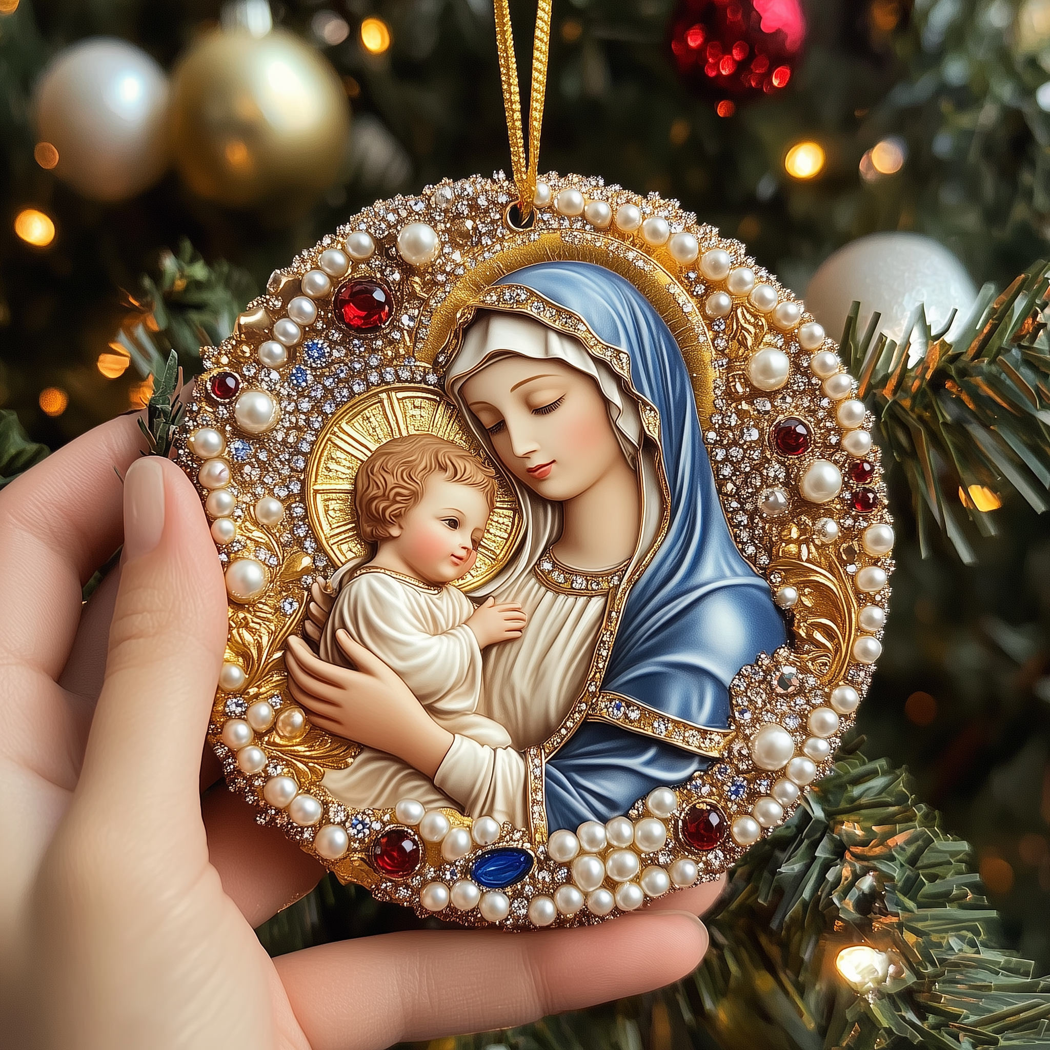 Virgin Mary And Baby Jesus Mica Ornament Feel the Heart of Home in Every Ornament