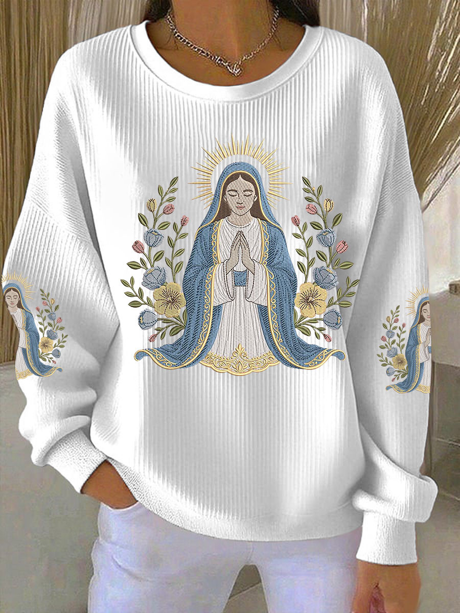 Virgin Mary Sweatshirt Christian Faith Cross Clothing Best Gift For Women