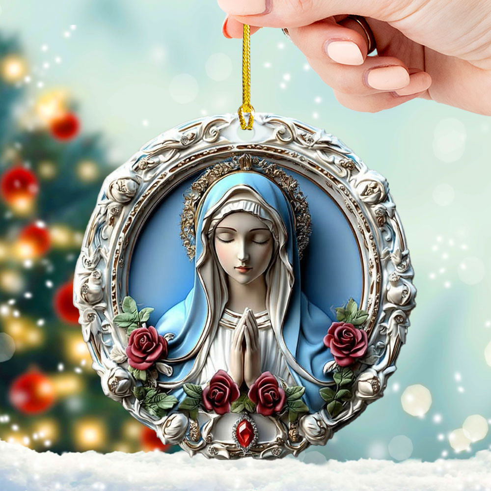 Virgin Mary With Rose Christmas Ornament Xmas Tree Decor Religious Christmas Gifts