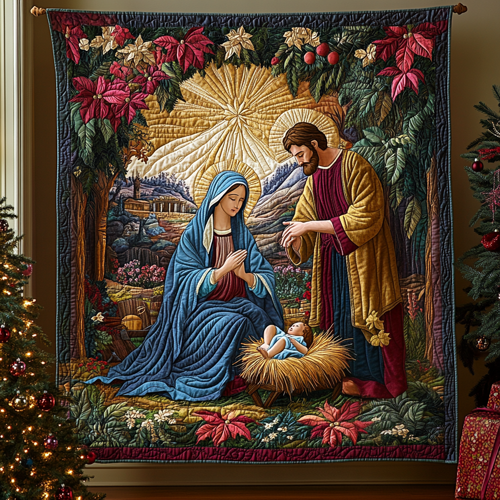 Virgin Mother And Child Quilted Blanket Christian Gifts For Women