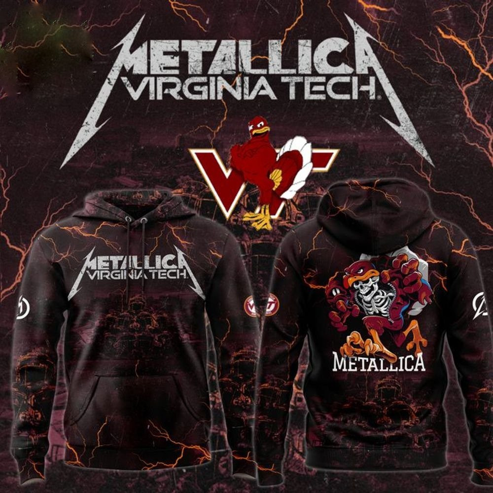 Virginia Tech Football x Metallica Hoodie 2025 Best Gifts For Music Lovers