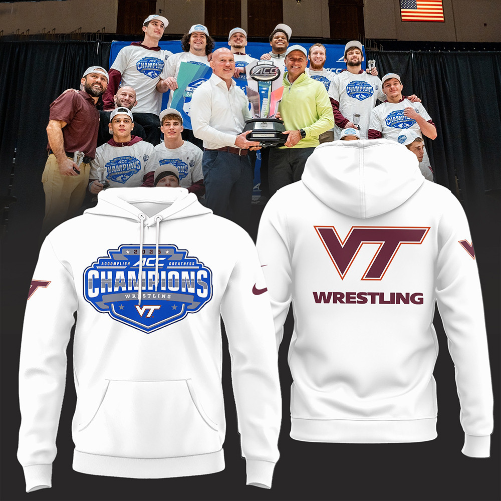 Virginia Tech Hokies 2025 ACC Wrestling Champions Hoodie Fan Gear Merchandise Gift Ideas