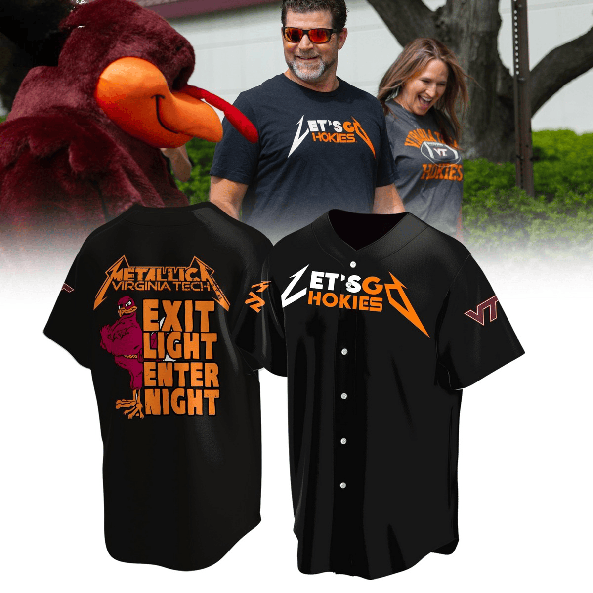 Virginia Tech Hokies Metallica Exit Light Enter Night Let Go Hokies Baseball Jersey Best Gifts For Music Lovers