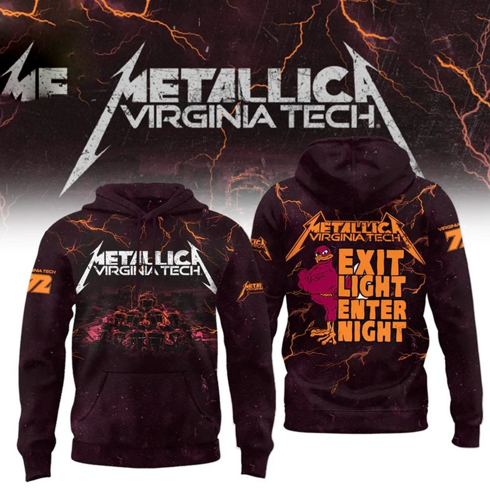 Virginia Tech Hokies x Metallica Exit Light Enter Night Hoodie 2025 Gifts For Music Lovers