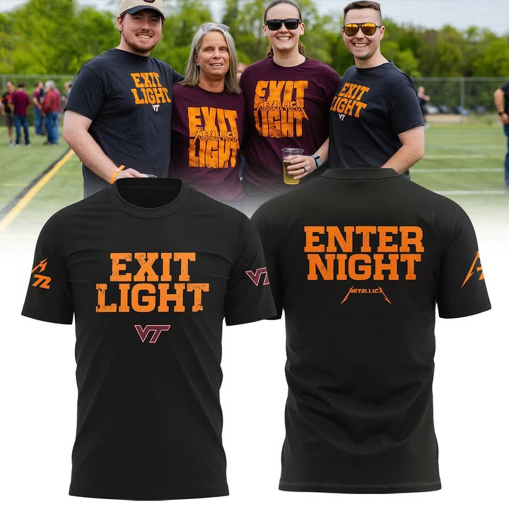 Virginia Tech Metallica 2025 Merch T-Shirt Exit Light Enter Night Metallica M72 World Tour