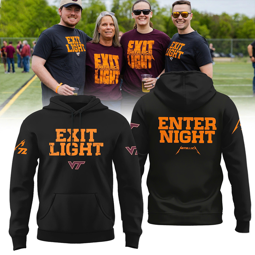 Virginia Tech Metallica M72 2025 Merch Hoodie Exit Light Enter Night Rock Fan Gifts For Him
