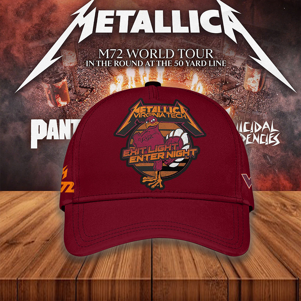 Virginia Tech Metallica M72 2025 Tour Merch Hat VT Hokies Exit Light Enter Night Ball Cap