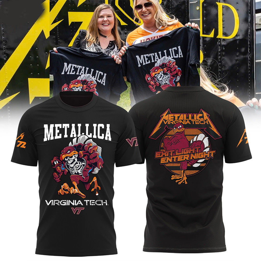 Virginia Tech Metallica M72 2025 Tour Merch Shirt VT Hokies Exit Light Enter Night Gifts