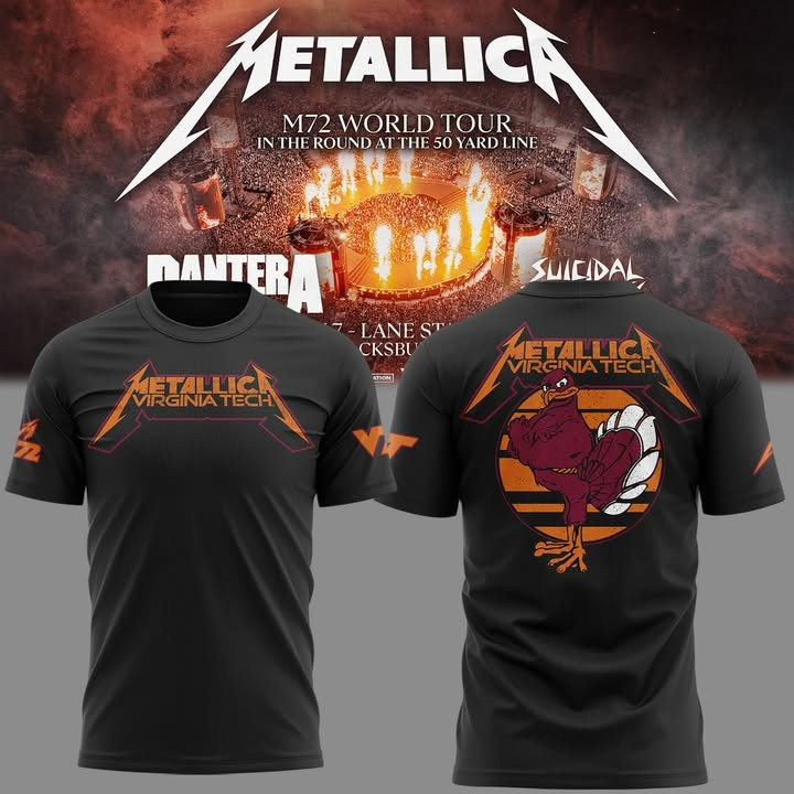 Virginia Tech Metallica M72 Tour Merch T-Shirt Music Lover Rock Fan Best Gifts For Him Her