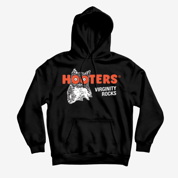 Virginity Rocks X Hooters Merch Hoodie Owl Pattern Funny Hoodie Unique Gifts For Boyfriend