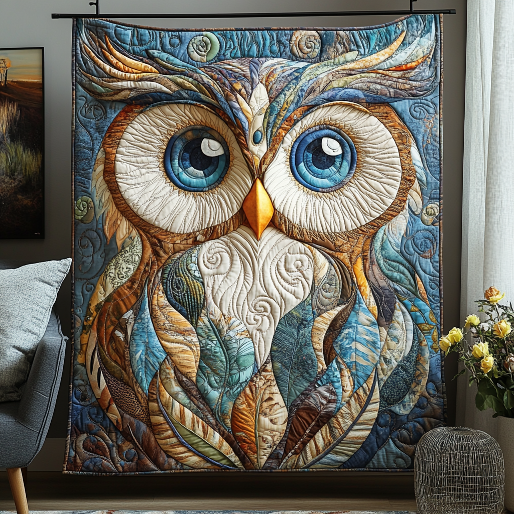 Visionary Vigil Quilted Blanket Owl Blanket Idea Gifts For Her