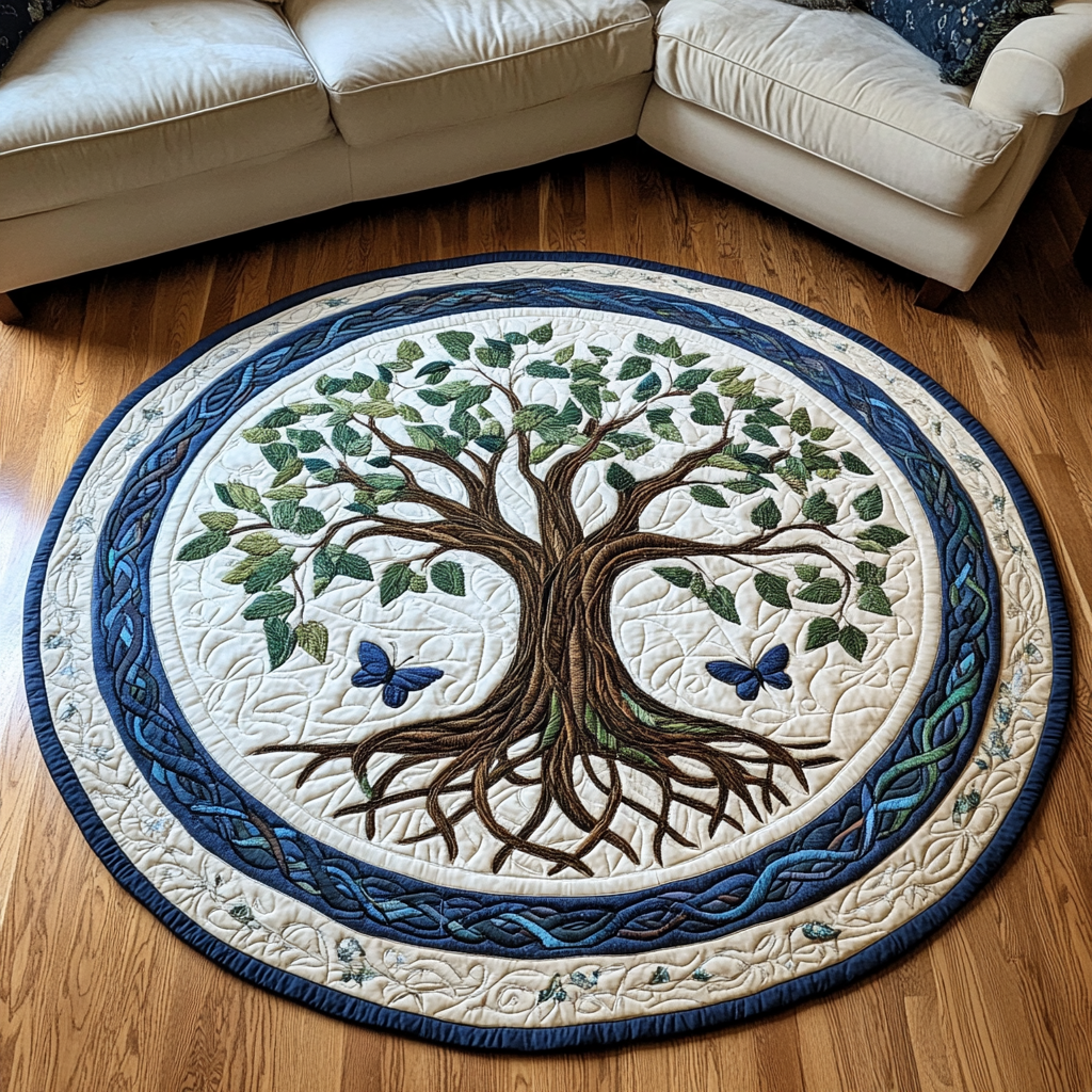 Vitality Tree Quilted Round Mat Entryway Decor Christmas Present Ideas For Teens
