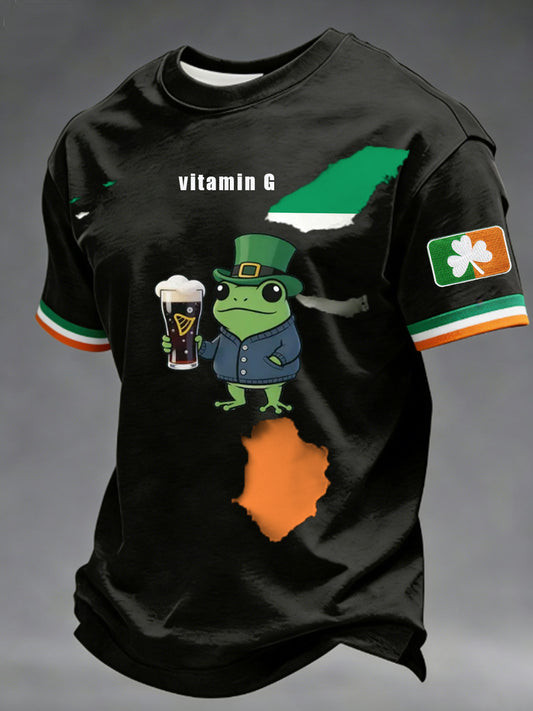 Vitamin G Frog Irish Map Graphic T-Shirt Funny St Patricks Day Beer Shirt Gift For Him