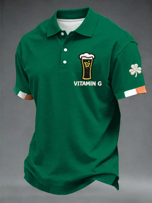 Vitamin G Guinness Beer Polo Shirt Funny St Patricks Day Irish Drinking Gift For Him