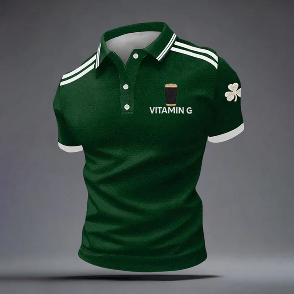 Vitamin G Saint Patrick's Day Polo Shirt St Paddys Day Clothes Gift Ideas For Men