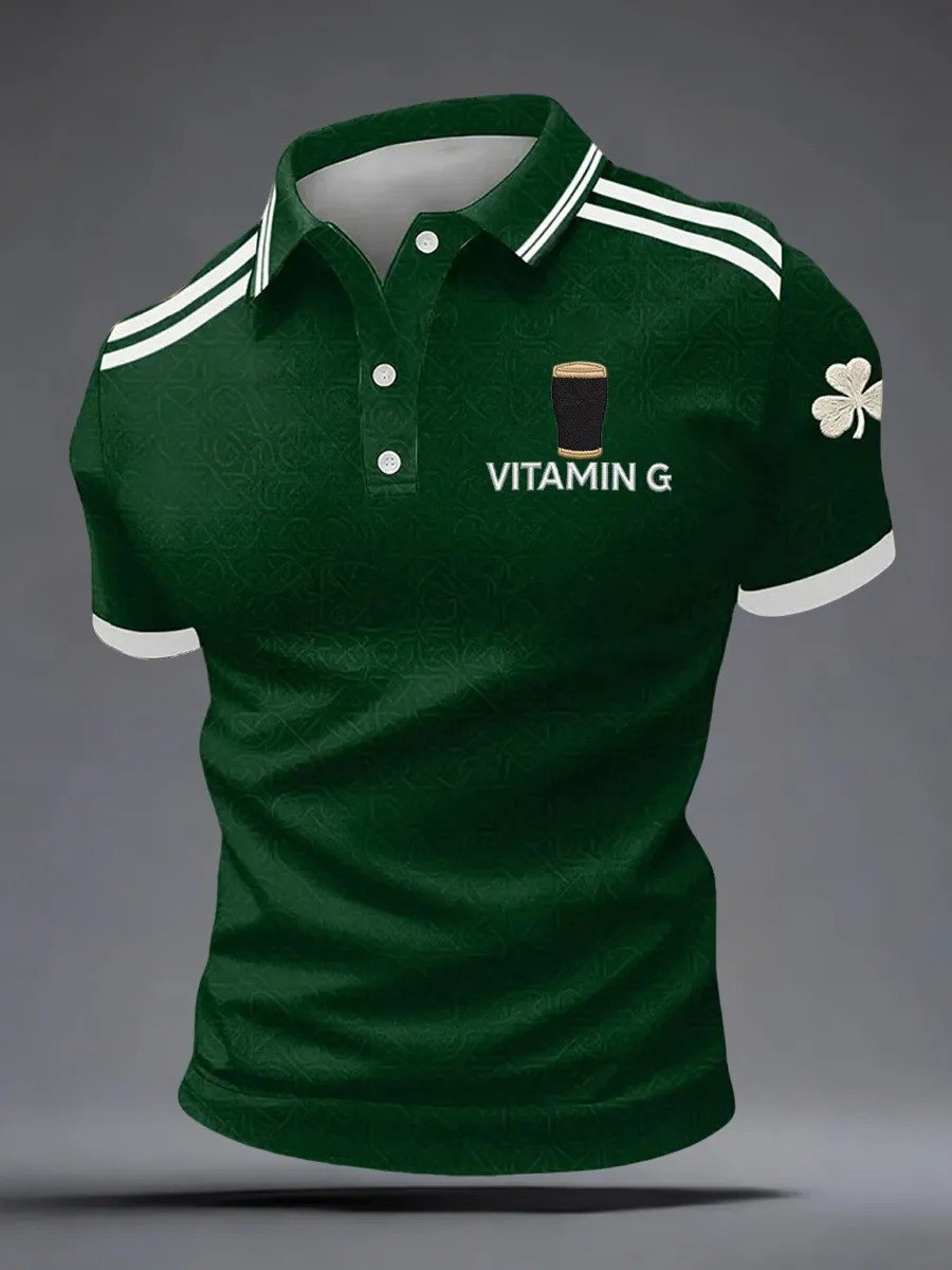 Vitamin G Shamrock Art Polo Shirt St Patrick's Day 2026 Clothes Present For Husband