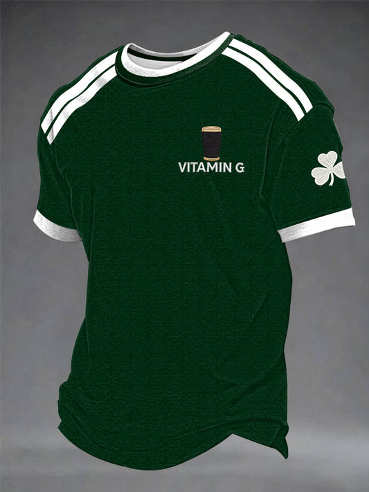 Vitamin G Shamrock Graphic T-Shirt St Patricks Day Irish Guinness Funny Beer Lover Gift For Him