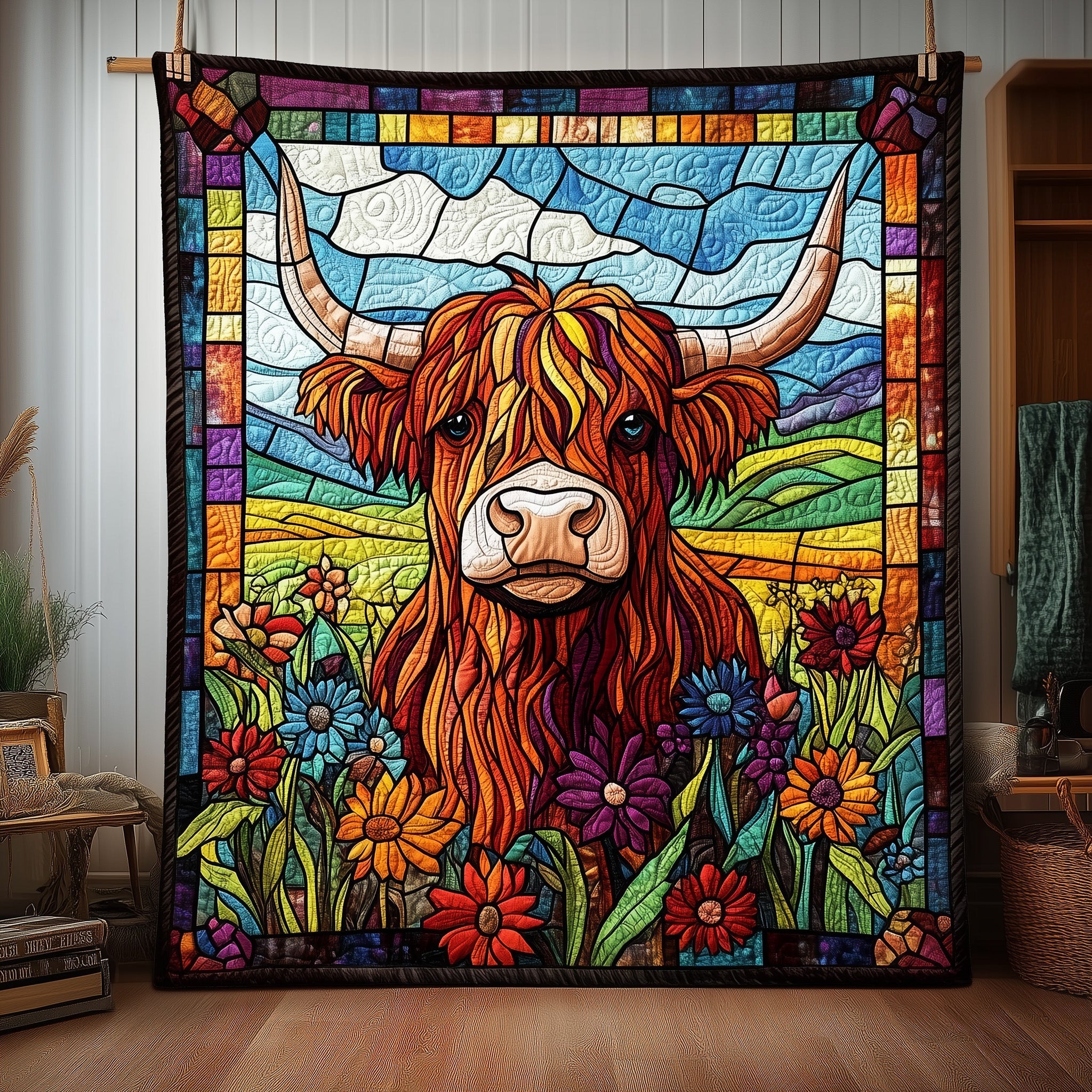 Vivid Bison Quilted Blanket Best Couch Throw BlanketGifts For Horsey Ladies