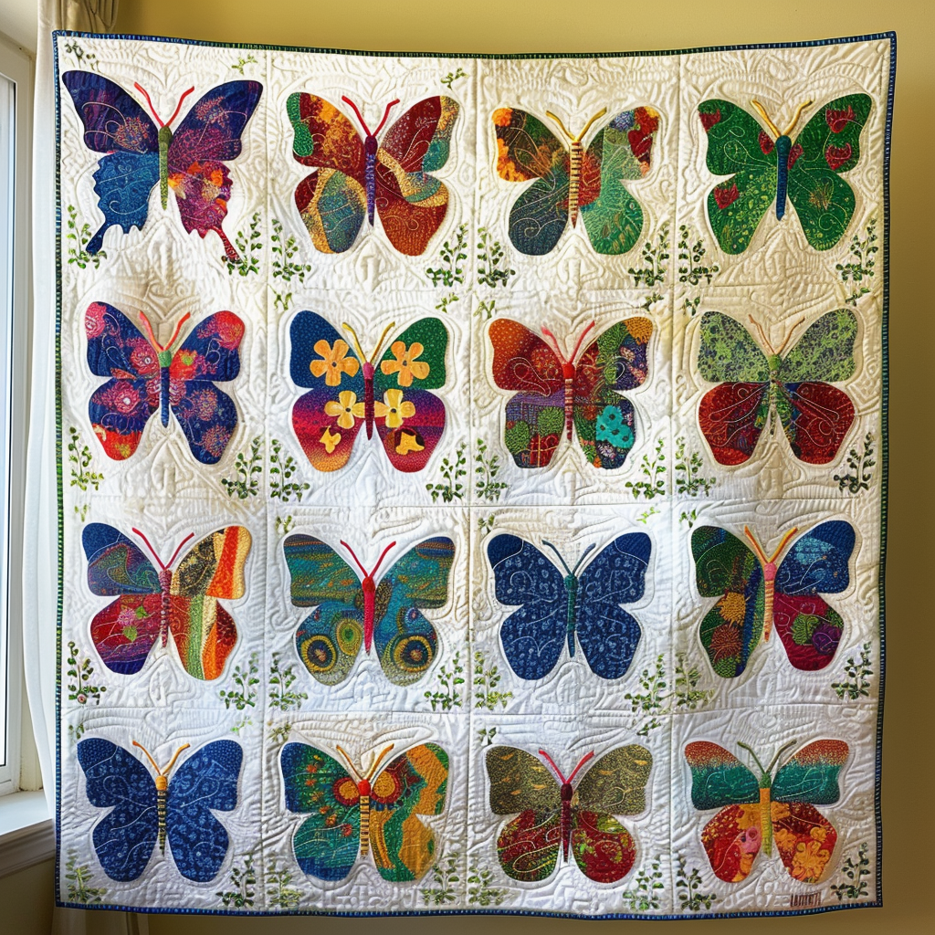 Vivid Butterflies Quilted Blanket Butterfly Gifts For Her