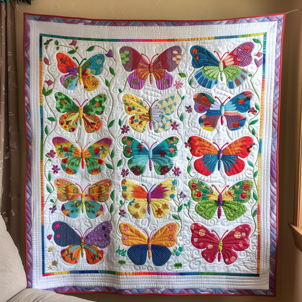 Vivid Butterflies Quilted Blanket Butterfly Gifts For Her