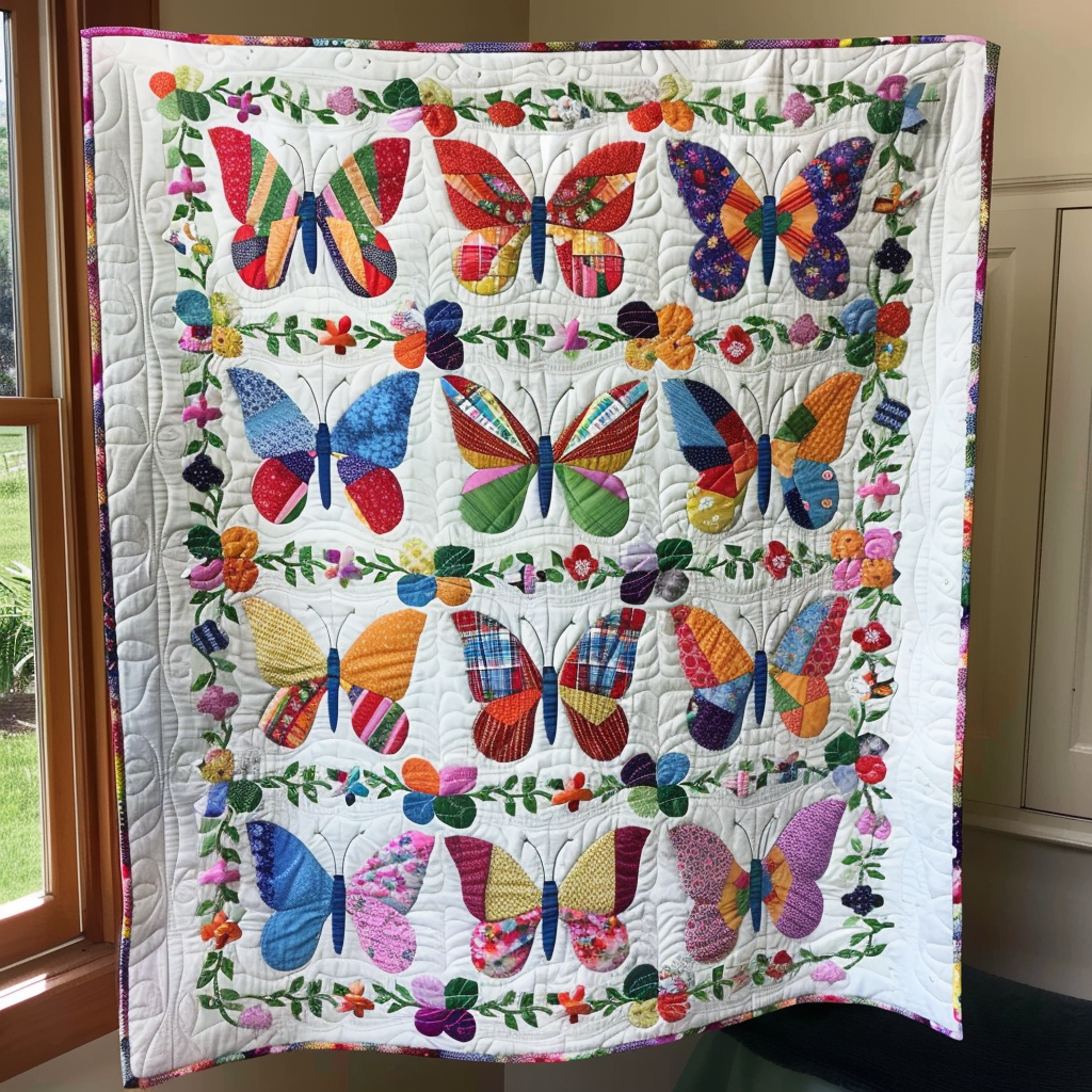 Vivid Butterflies Quilted Blanket Butterfly Gifts For Her