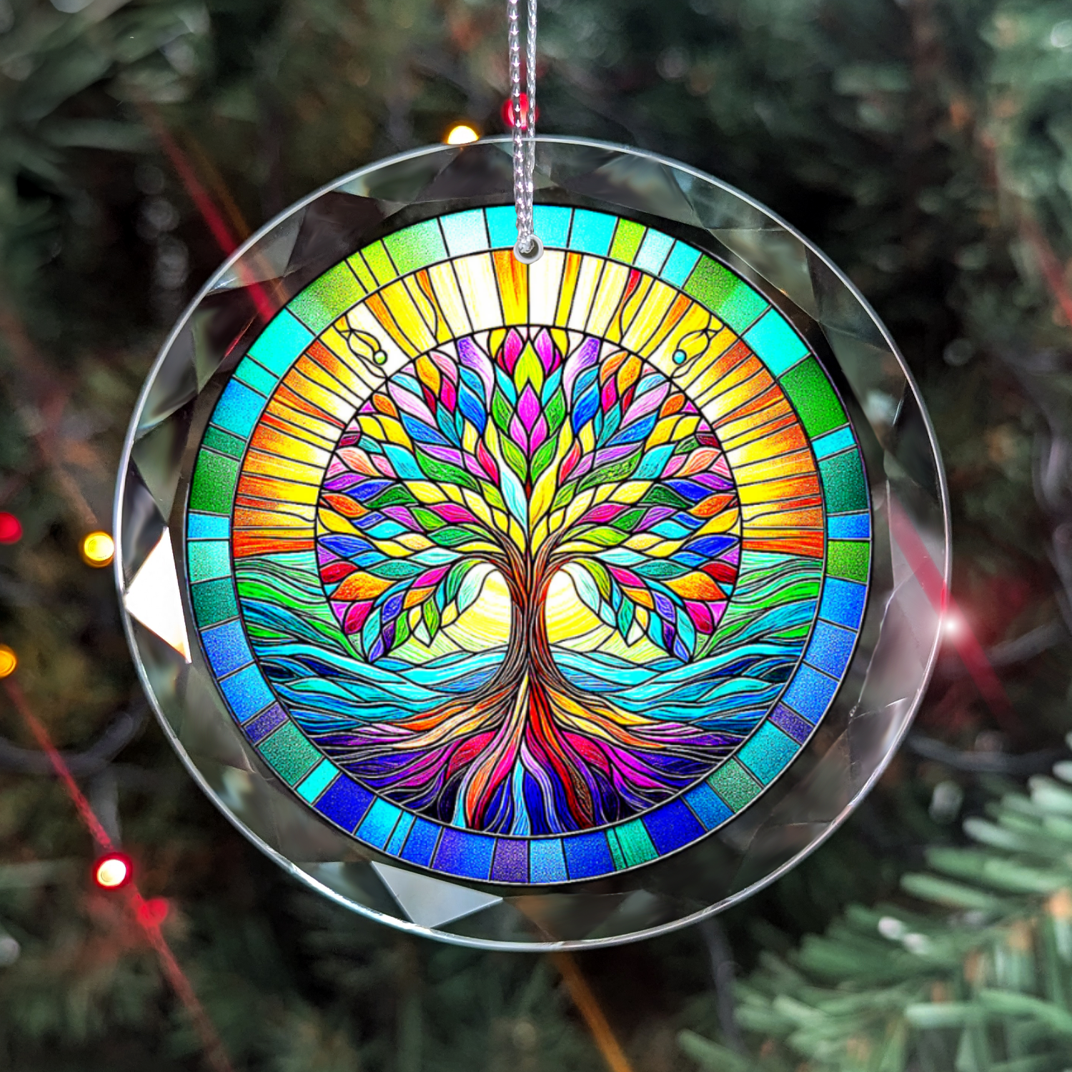 Vivid Color Tree Of Life Glass Ornament Present For Family Friends Lovers