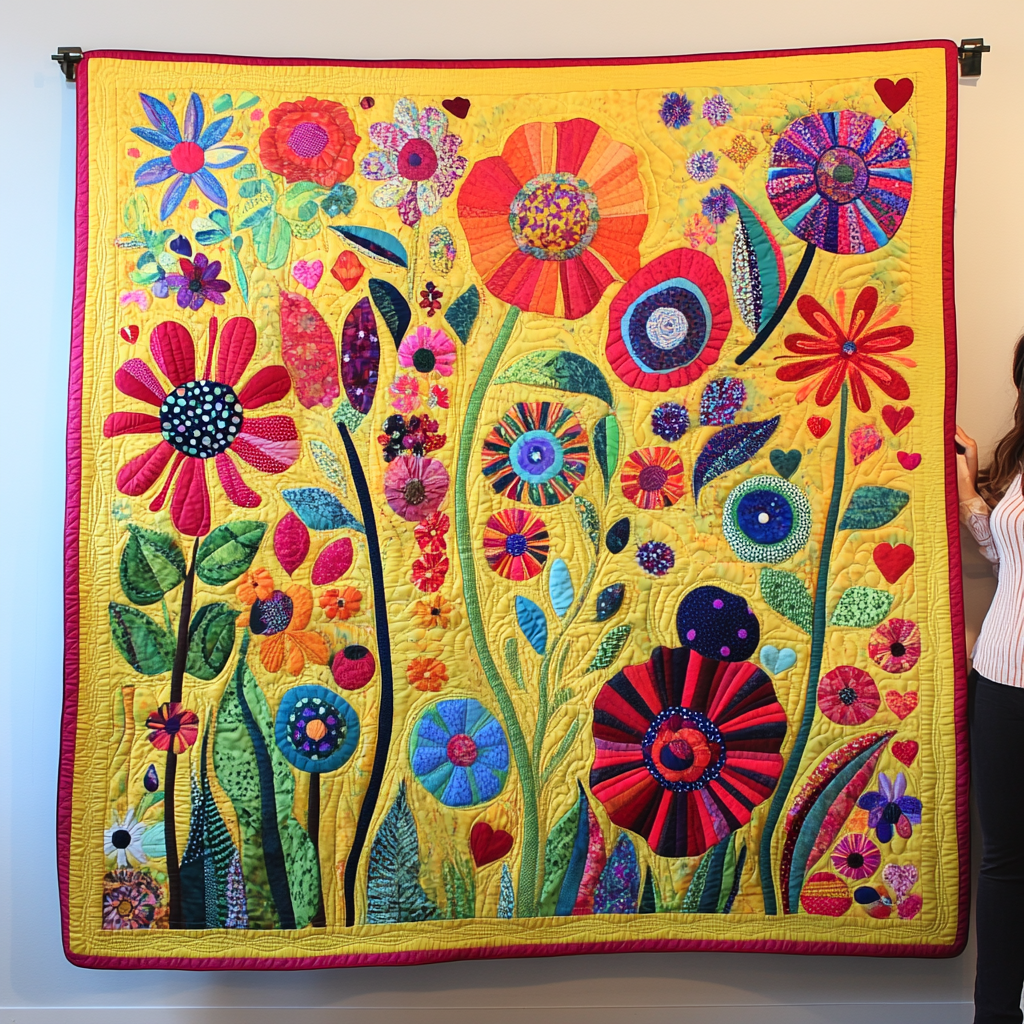 Vivid Flowers Quilted Blanket Sunflower Gifts For Her