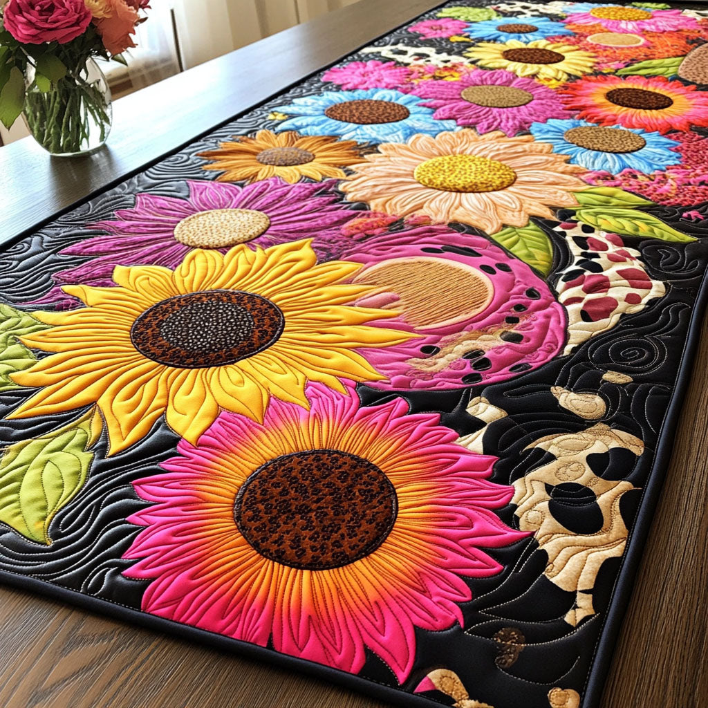 Vivid Harmony Quilted Table Runner Dining Table Decor Sunflower Items For Gifts