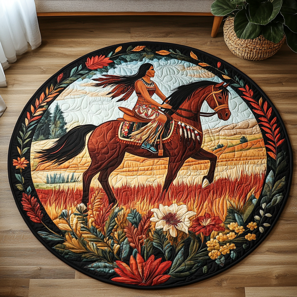 Vivid Horse Quilted Round Mat Entryway Design Ideas Practical Gifts For Horse Owners