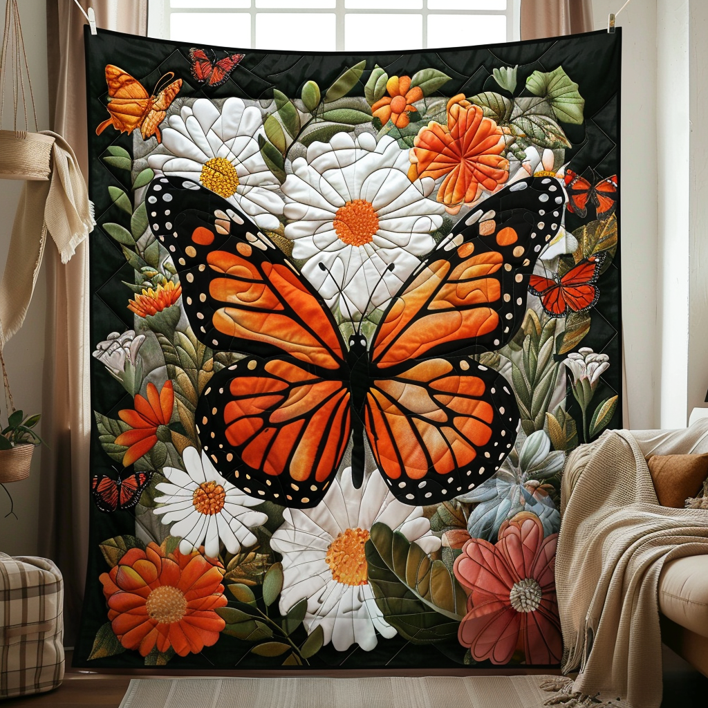 Vivid Monarch Butterflies Quilted Blanket Butterfly Gifts For Her